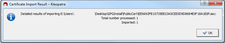 Certificate Imported