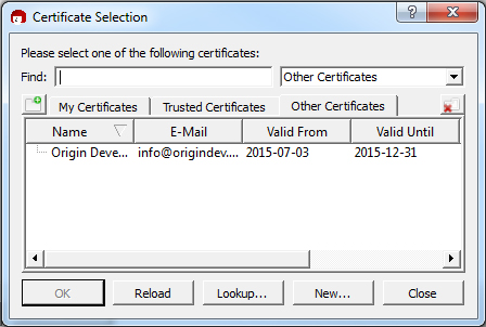 Select Certificate